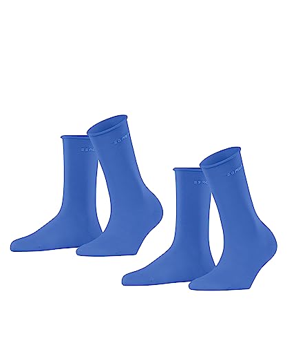 ESPRIT Damen Socken Basic Pure 2-Pack W SO Baumwolle einfarbig 2 Paar, Blau (Deep Blue 6046), 35-38 von ESPRIT