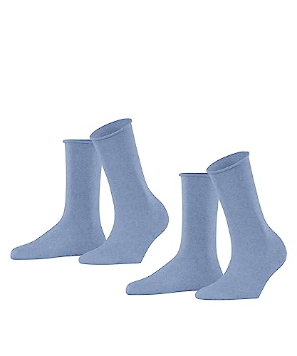 ESPRIT Damen Socken Basic Pure 2-Pack W SO Baumwolle einfarbig 2 Paar, Blau (Jeans Melange 6458), 35-38 von ESPRIT