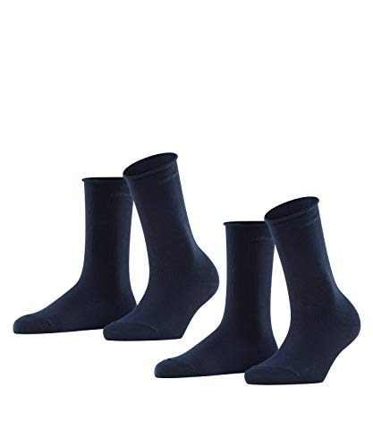 ESPRIT Damen Socken Basic Pure 2-Pack W SO Baumwolle einfarbig 2 Paar, Blau (Marine 6120), 35-38 von ESPRIT