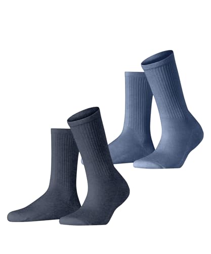 ESPRIT Damen Socken Basic Tennis Multipack W So Baumwolle einfarbig 2 Paar, Blau Blue Mix 0070, 39-42 von ESPRIT