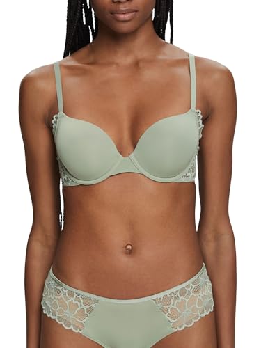 ESPRIT Damen Big Flower Lace Rcs Sexy Pad T-Shirt BH, Dusty Green, 80 / 80A EU von ESPRIT