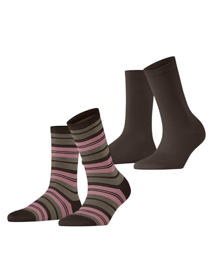 ESPRIT Damen College Stripe Multipack W So Baumwolle Gemustert Socken, Braun Chocolate 5004, 39-42 (2er Pack) von ESPRIT