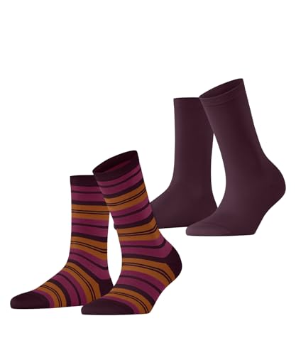 ESPRIT Damen College Stripe Multipack W So Baumwolle Gemustert Socken, Rot Shadow Red 8138, 35-38 (2er Pack) von ESPRIT