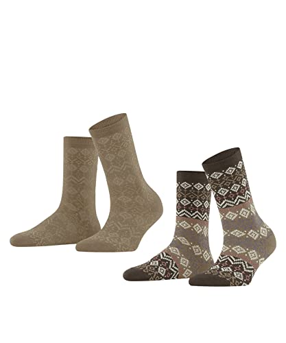 Esprit Damen Socken Fairs Isle 2-Pack, Nachhaltige Biologische Baumwolle Wolle, 2 Paar, Mehrfarbig (Sortiment 30), 39-42 von ESPRIT
