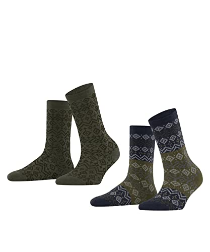 Esprit Damen Fairs Isle 2-Pack Socken Nachhaltige Biologische Baumwolle Wolle dünn gemustert 2 Paar von ESPRIT