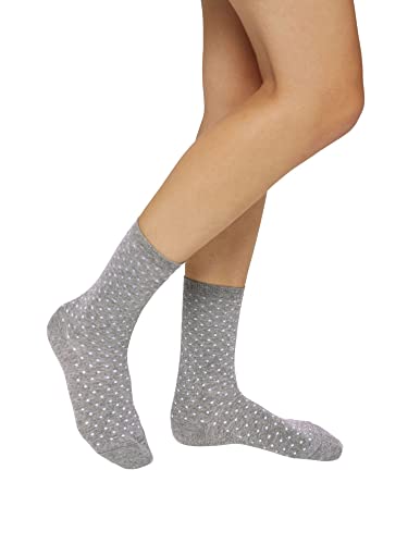 ESPRIT Damen Socken Fine Dot 2-Pack W SO Baumwolle gemustert 2 Paar, Grau (Light Grey Melange 3390), 35-38 von ESPRIT