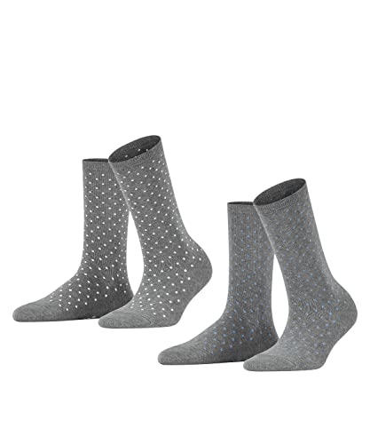 ESPRIT Damen Socken Fine Dot 2-Pack W SO Baumwolle gemustert 2 Paar, Grau (Light Grey Melange 3390), 35-38 von ESPRIT