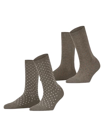 ESPRIT Damen Fine Dot Multipack W So Baumwolle Gemustert Socken, Braun Nutmeg Melange 5410, 35-38 (2er Pack) von ESPRIT