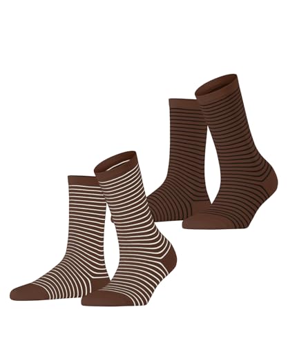 ESPRIT Damen Socken Fine Line Multipack W So Baumwolle gemustert 2 Paar, Braun Brown 0080, 39-42 von ESPRIT