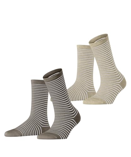 ESPRIT Damen Fine Line Multipack W So Baumwolle Gemustert Socken, Beige Nutmeg Melange 0120, 39-42 (2er Pack) von ESPRIT