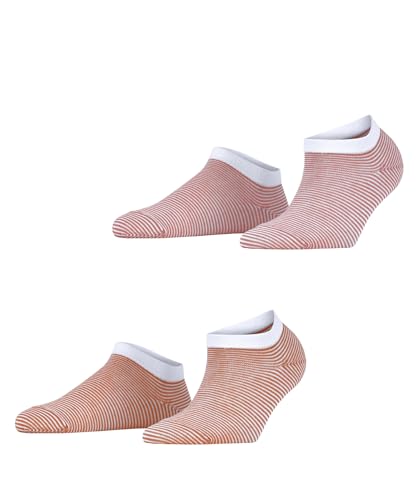 ESPRIT Damen Sneakersocken Fine Stripe Multipack W Sn Baumwolle kurz gemustert 2 Paar, Mehrfarbig Rot Orange 0150, 39-42 von ESPRIT