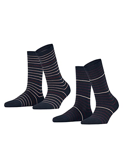 ESPRIT Damen Socken Fine Stripe 2-Pack W SO Baumwolle gemustert 2 Paar, Blau (Marine 6120), 35-38 von ESPRIT