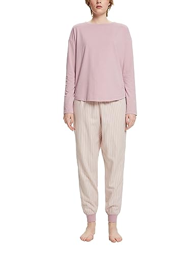 ESPRIT Damen Flannel WV Stripe NWSUS c pj_ll_ls Pyjamaset, Light PINK 3, L von ESPRIT