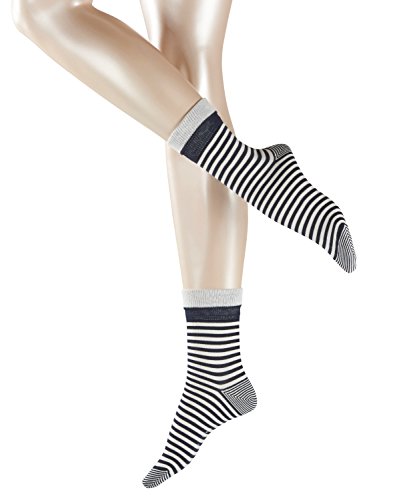 ESPRIT Damen Fold Stripe W SO Hausschuh-Socken, Blickdicht, Blau (Marine 6120), 35-38 (UK 2.5-5 Ι US 5-7.5) (2er Pack) von ESPRIT