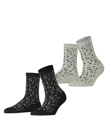 ESPRIT Damen Fun Pattern 2-Pack W SO Baumwolle Gemustert 2 Paar Socken, Mehrfarbig (Grau Schwarz 0050), 39-42 (2er Pack) von ESPRIT