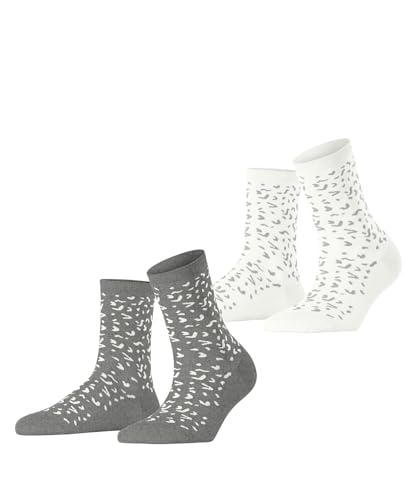 ESPRIT Damen Fun Pattern 2-Pack W SO Baumwolle Gemustert 2 Paar Socken, Mehrfarbig (Weiß Grau 0010), 39-42 (2er Pack) von ESPRIT