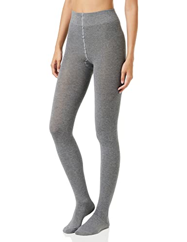 ESPRIT Damen Strumpfhose Cotton Feeling W TI blickdicht einfarbig 1 Stück, Grau (Light Grey Melange 3390), 38-40 von ESPRIT