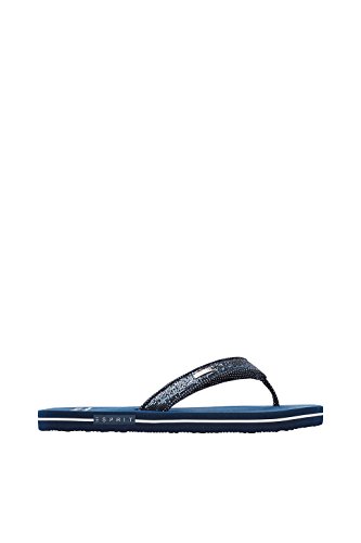 ESPRIT Damen Glitter Thongs Pantoletten, Blau (Navy) von ESPRIT