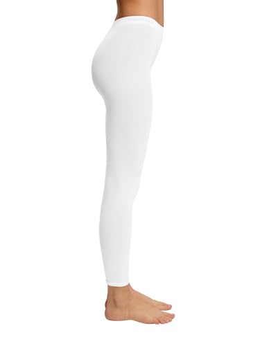 ESPRIT Damen Leggings Cotton W LE blickdicht einfarbig 1 Stück, Weiß (White 2000), 36-38 von ESPRIT