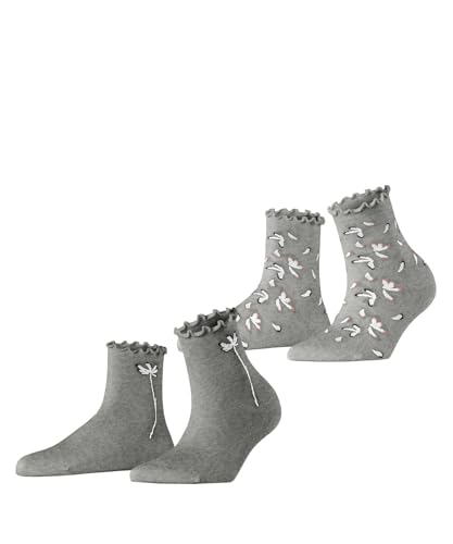 ESPRIT Damen Kurzsocken Blossom 2-Pack W SSO Viskose kurz gemustert 2 Paar, Grau (Light Grey 3400), 35-38 von ESPRIT