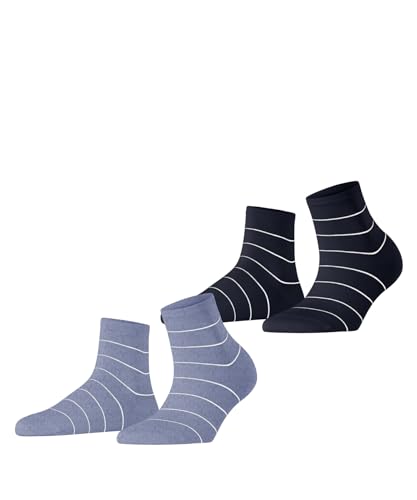 ESPRIT Damen Socken Fine Line Multipack W Sso Baumwolle gemustert 2 Paar, Mehrfarbig Blau 0020, 39-42 von ESPRIT