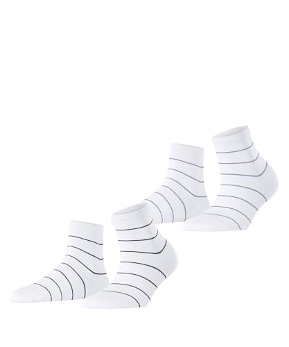 ESPRIT Damen Socken Fine Line Multipack W Sso Baumwolle gemustert 2 Paar, Mehrfarbig Weiß 0040, 35-38 von ESPRIT