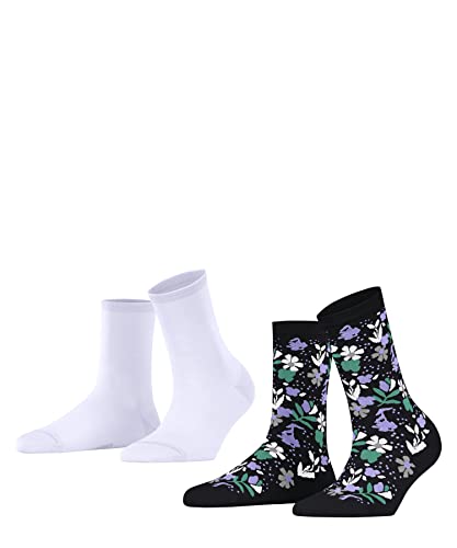 ESPRIT Damen Kurzsocken Fresh Summer Flower 2-Pack W SSO Viskose gemustert 2 Paar, Mehrfarbig (Sortiment 0050), 35-38 von ESPRIT