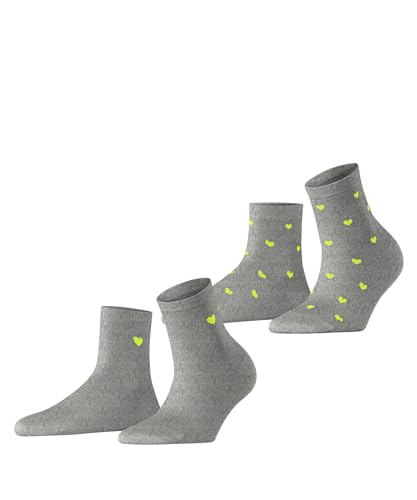 ESPRIT Damen Kurzsocken Mesh Heart 2-Pack W SSO Baumwolle gemustert 2 Paar, Grau (Light Grey 3400), 35-38 von ESPRIT