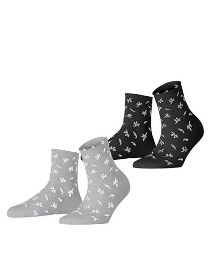 ESPRIT Damen Socken Twig W Sso Baumwolle gemustert 2 Paar, Mehrfarbig Schwarz Grau 0050, 39-42 von ESPRIT