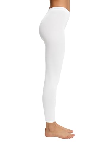 ESPRIT Damen Leggings Cotton W Le Baumwolle einfarbig 1 Stück, Weiß White 2000, 38-40 von ESPRIT