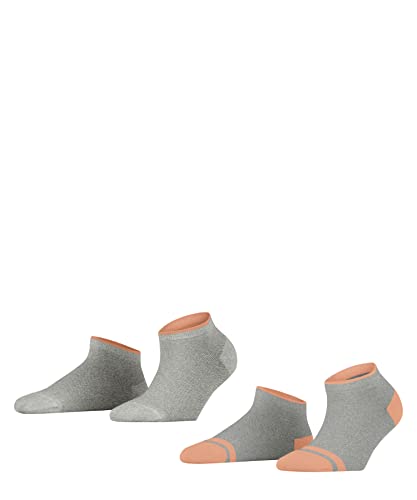 ESPRIT Damen Sneakersocken Mesh Stripe 2-Pack W SN Baumwolle kurz einfarbig 2 Paar, Grau (Storm Grey 3820), 35-38 von ESPRIT