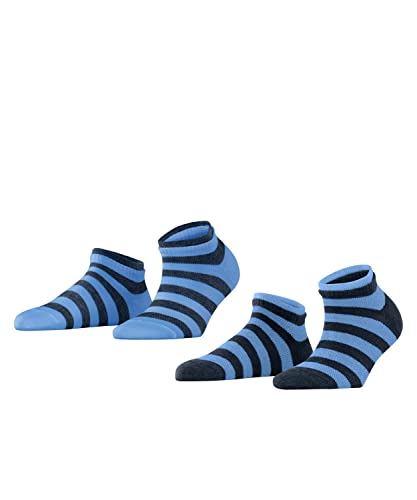 ESPRIT Damen Mesh Stripe 2-Pack Sneaker Biologische Baumwolle Weiß Blau viele weitere Farben verstärkte Sneakersocken mit Muster atmungsaktiv dünn geringelt im Doppelpack 2 Paar von FALKE