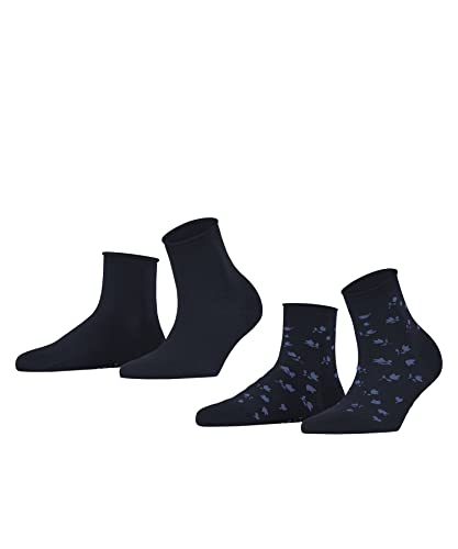 ESPRIT Damen Kurzsocken Mini Flower 2-Pack W SSO Baumwolle gemustert 2 Paar, Blau (Marine 6120), 35-38 von ESPRIT