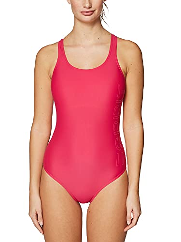 ESPRIT Damen Badeanzug Ocean Beach Side Logo Swimsuit, 660/Pink Fuchsia, 44 von ESPRIT