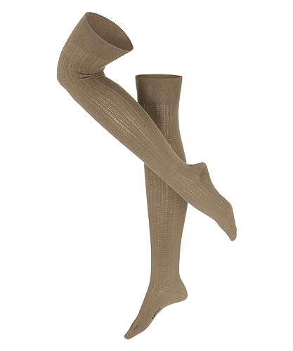 ESPRIT Damen Overknee-Socken Fine Structure Biologische Baumwolle Wolle lang gemustert 1 Paar, Braun (Camel 5038), 35-38 von ESPRIT