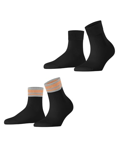 ESPRIT Damen Socken Retro Glitter Multipack W Sso Baumwolle gemustert 2 Paar, Schwarz Black 3000, 39-42 von ESPRIT
