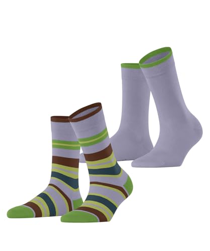 ESPRIT Damen Socken Retro Stripe Multipack W So Baumwolle gemustert 2 Paar, Blau Blue Fog 6850, 35-38 von ESPRIT