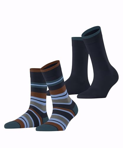 ESPRIT Damen Socken Retro Stripe Multipack W So Baumwolle gemustert 2 Paar, Blau Space Blue 6116, 39-42 von ESPRIT