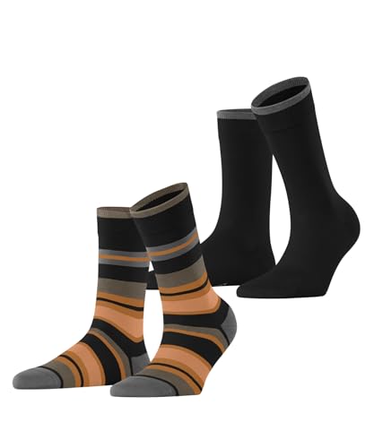 ESPRIT Damen Socken Retro Stripe Multipack W So Baumwolle gemustert 2 Paar, Schwarz Black 3000, 39-42 von ESPRIT