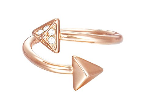 ESPRIT Damen-Ring JW50214 Rose teilvergoldet Glas weiß Gr. 57 (18.1) - ESRG02865C180 von ESPRIT