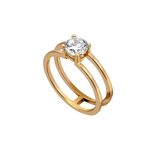 ESPRIT | Damen Ring | Sterling-Silber 925 Gold Weiß Zirkonia | Größe 16 | ESRG00101216 (51 (16.2)) von ESPRIT