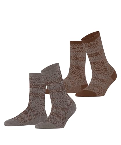 ESPRIT Damen Socken Sami Pattern Double Pack W So Baumwolle gemustert 2 Paar, Mehrfarbig Brown Grey Mix 0020, 39-42 von ESPRIT