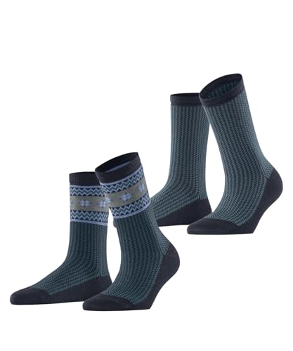 ESPRIT Damen Socken Scandi Multipack W So Baumwolle Wolle gemustert 2 Paar, Lila Plum 6130, 39-42 von ESPRIT