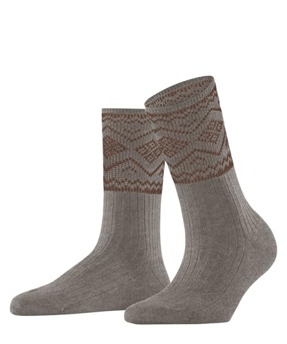 ESPRIT Damen Socken Selbu Shimmer W So Baumwolle gemustert 1 Paar, Braun Nutmeg Melange 5410, 35-38 von ESPRIT