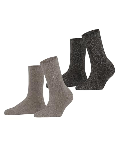 ESPRIT Damen Socken Shimmer Multipack W So Baumwolle gemustert 2 Paar, Grau Grey Mix 0020, 39-42 von ESPRIT