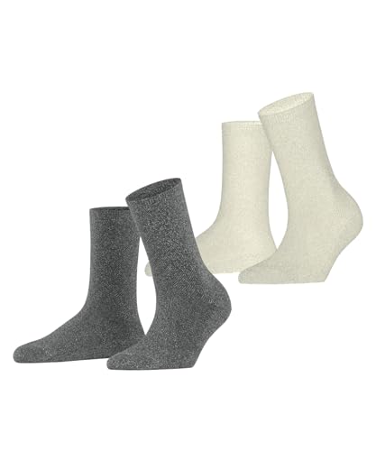 ESPRIT Damen Socken Shimmer Multipack W So Baumwolle gemustert 2 Paar, Mehrfarbig Grey Off-White 0030, 39-42 von ESPRIT