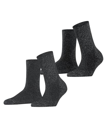 ESPRIT Damen Socken Shimmer Multipack W So Baumwolle gemustert 2 Paar, Grau Dark Grey 0050, 39-42 von ESPRIT