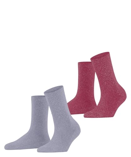 ESPRIT Damen Socken Shimmer Multipack W So Baumwolle gemustert 2 Paar, Mehrfarbig Lila Pink 0010, 39-42 von ESPRIT