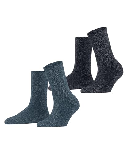 ESPRIT Damen Socken Shimmer Multipack W So Baumwolle gemustert 2 Paar, Blau Blue Mix 0040, 39-42 von ESPRIT