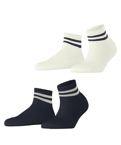 ESPRIT Damen Sneakersocken Active Tennis Multipack W Sn Baumwolle kurz gemustert 2 Paar, Mehrfarbig Weiß Blau 0020, 35-38 von ESPRIT